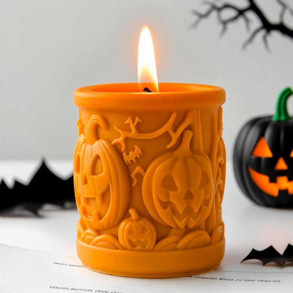 Halloween Candle Silicone Mold For Making Candle Soap Holiday Decoration Heat Resistant Cylinder Shape Silicone Mould