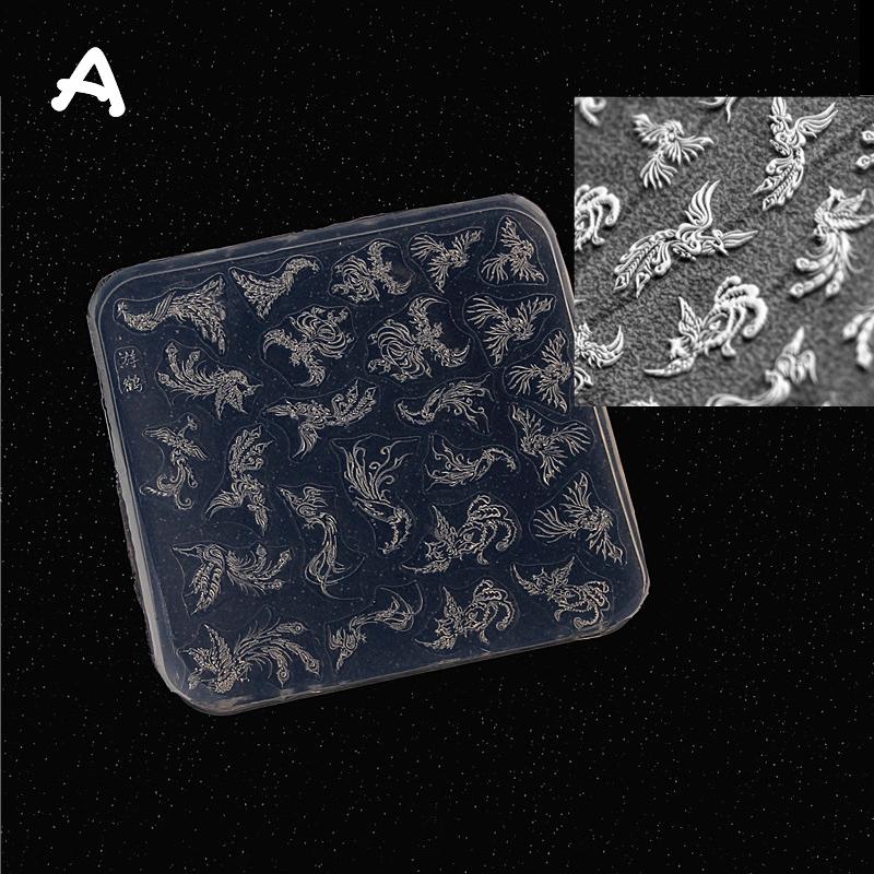 

Силиконовые аксессуары для ногтей Форма для резьбы Узор дракона Феникс Бабочка Форма для штамповки Пластина для ногтей Трафареты Инструменты для маникюра своими руками