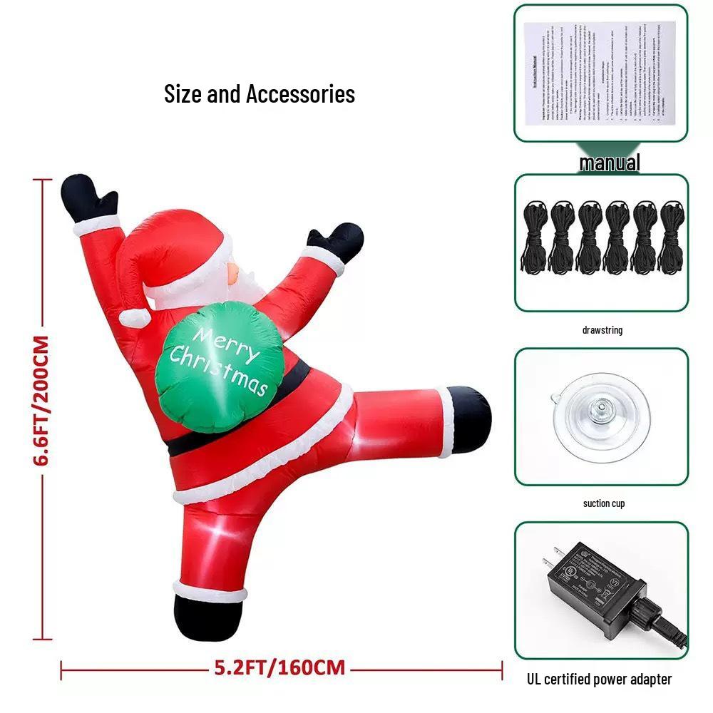 Надувной Санта-Клаус на скалодроме 2 м - Украшение для Рождественского карнавала