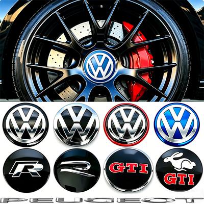LVAXC1 4Pcs 56mm Car Wheel Center Stickers For VW GTI Polo Passat B6 B7 B8 Golf MK6 MK7 MK8 Tiguan Jetta ID.3 Beetle T-ROC CC Hub Cap
