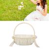 Wedding Flower Basket Elegant Lace Trim Flower Basket with Bow Decoration for Celebration Prop
