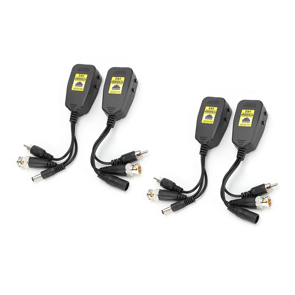 2Pair 3 In 1 PowerVideoAudio Balun Connector Transmitter 8MP CVi AHd TVi CVBS