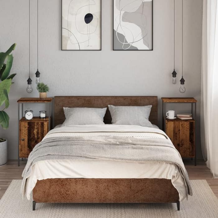 VidaXL Bedside Tables 2 Pcs Old Wood 41x31x80 Cm Engineered Wood, Side Table, Bedside Cabinet, Side Table 857247