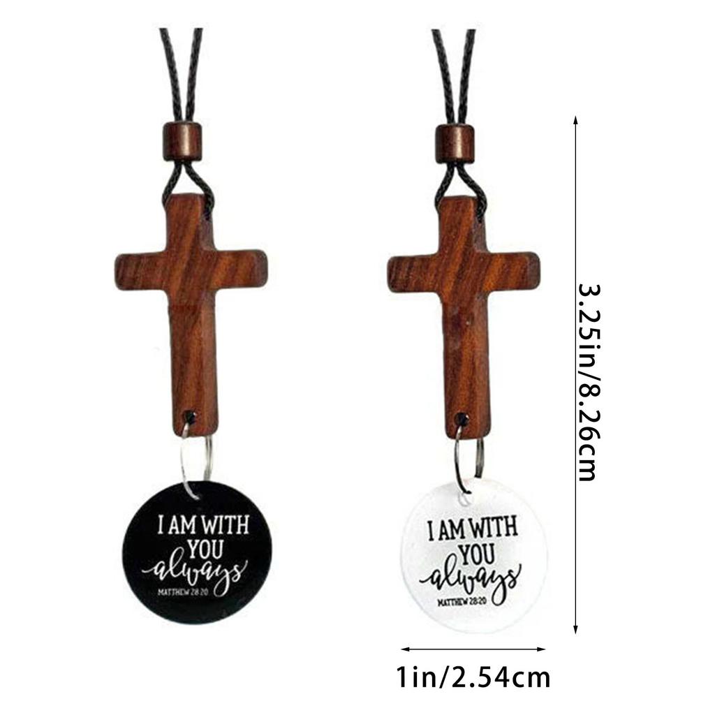 Faith Car Pendant Crosses Wooden Blessing Hanging Decoration For Rearview Mirror Simple Installation