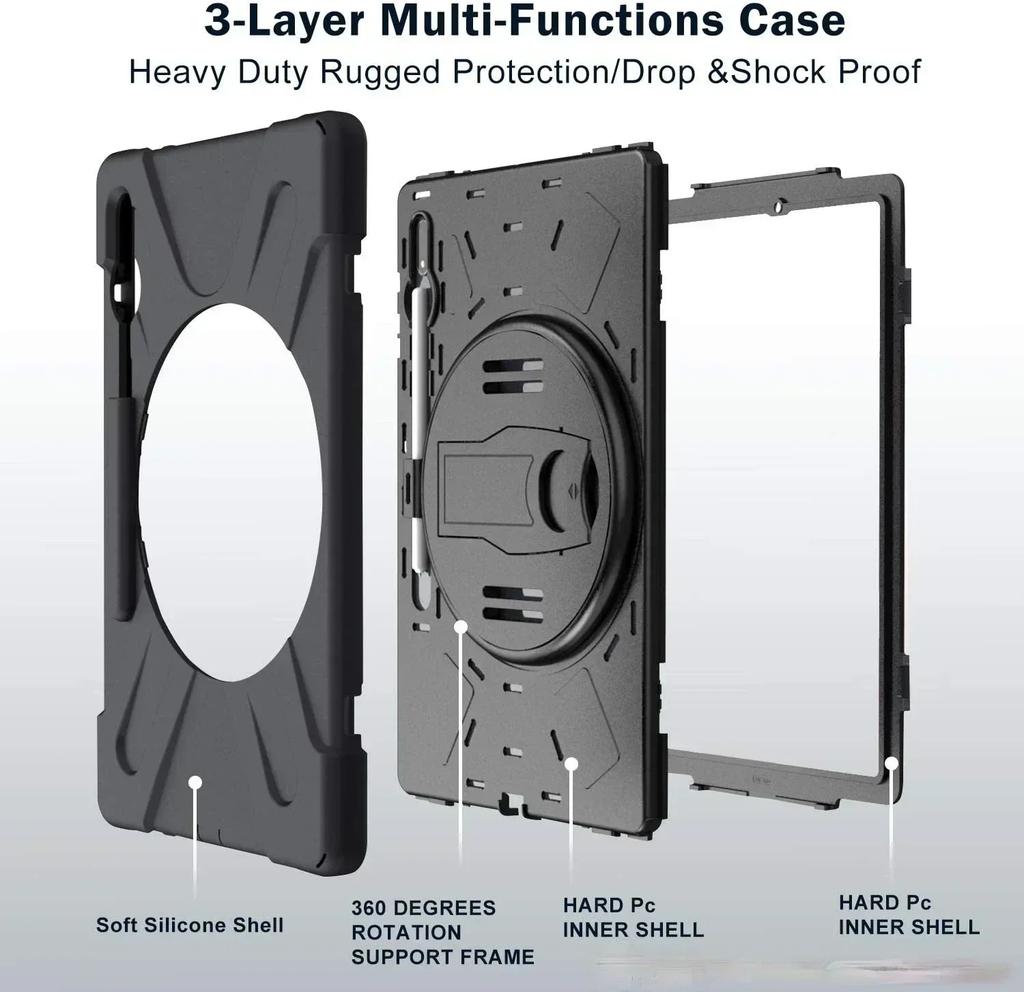 For Samsung Galaxy Tab S10FE S9FE 10.9' A9/A9+A11+ 11'S6 Lite S7 S8 S9 S10 Plus 12.4' Kids Stand Kickstand Handle Shockproof Cas