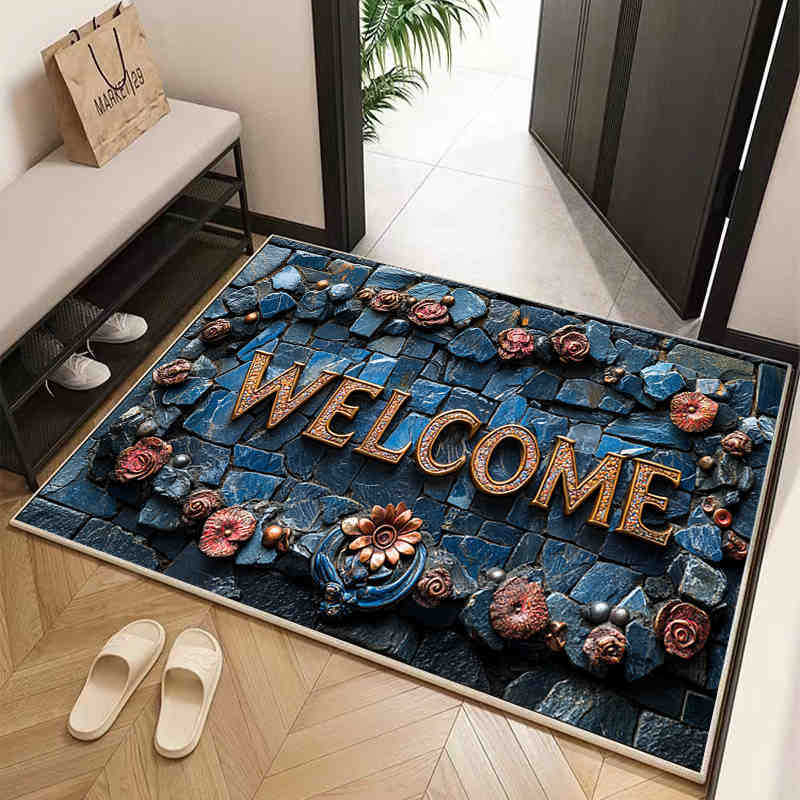 Mata podłogowa do domu w stylu amerykańskim Mata wejściowa do zdrapywania błota i brudu Odporna na zabrudzenia Mata podłogowa z kryształowego aksamitu Do użytku domowego Łatwa w pielęgnacji mata podłogowa