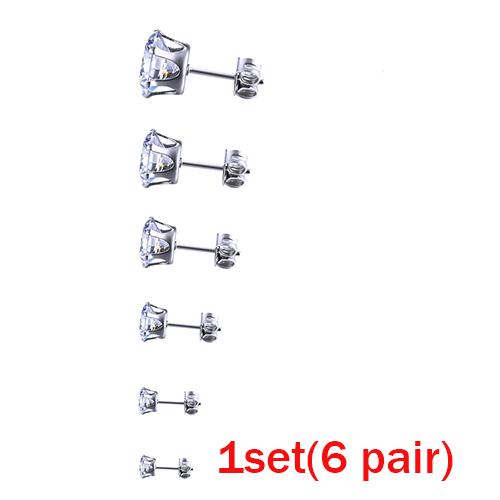 

6 пар/лот, модные белые мужские серьги с мозаикой Aaa Cz, черные, маленькие серьги-гвоздики для женщин, простые украшения для ушей белый