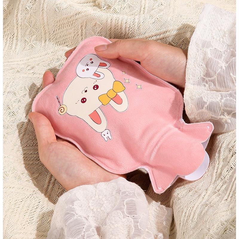 350ml Plüsch Handwärmer Niedlicher Cartoon Heißwasserbeutel Verbrühungsschutz Samt Warme Wasserbeutel Student Tragbar Wassergefüllte Heiße Kompresse Flasche 1 Stück