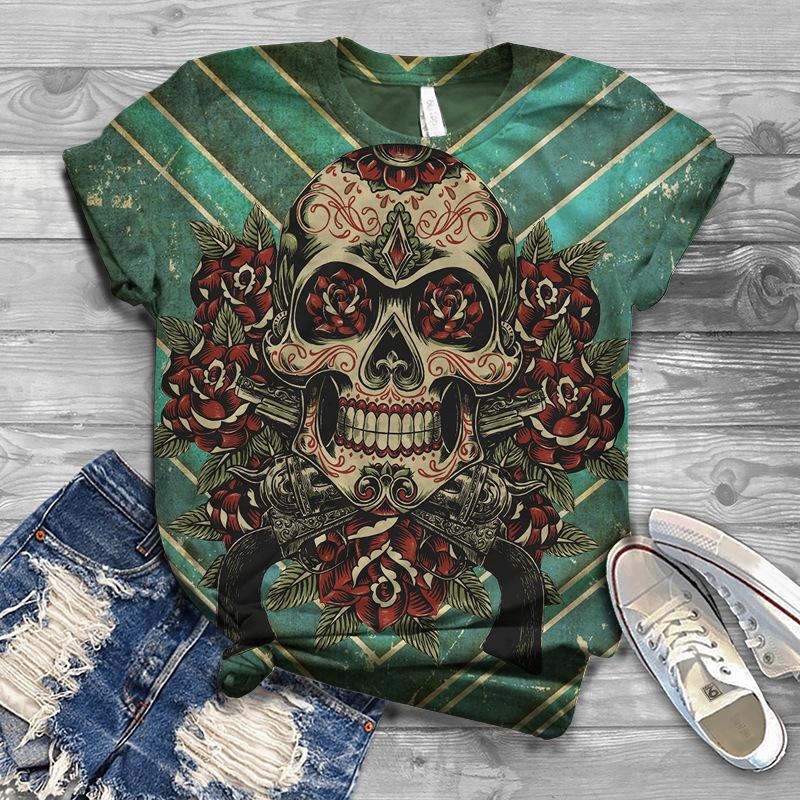 Uformell Kortermet Trykket Moteriktig Oversized 3D Topp Mønster T-skjorte for Menn Komfortabel Sommer Rund Hals