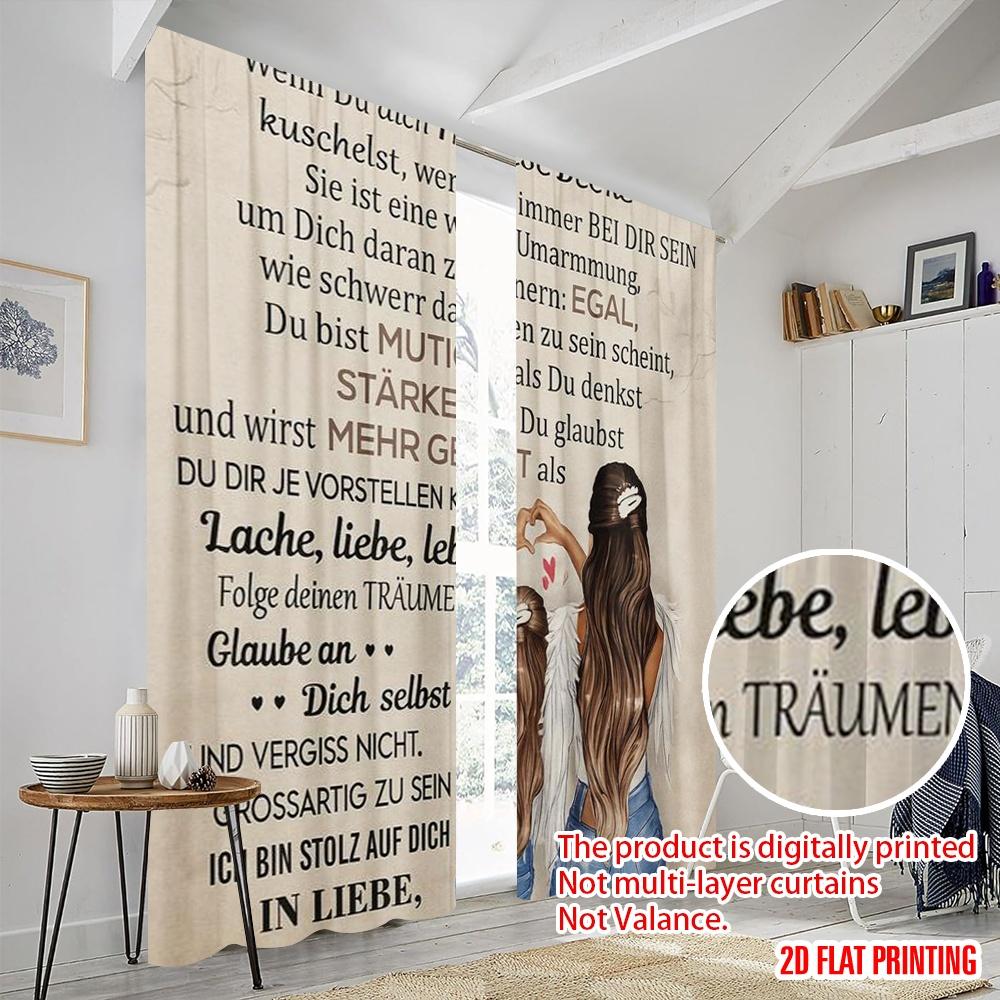 2pcs,2D Plane Printing Popular Curtains Mothers Love Versatile Polyester (without Rod) Festive Perfect for Bedroom Living Room