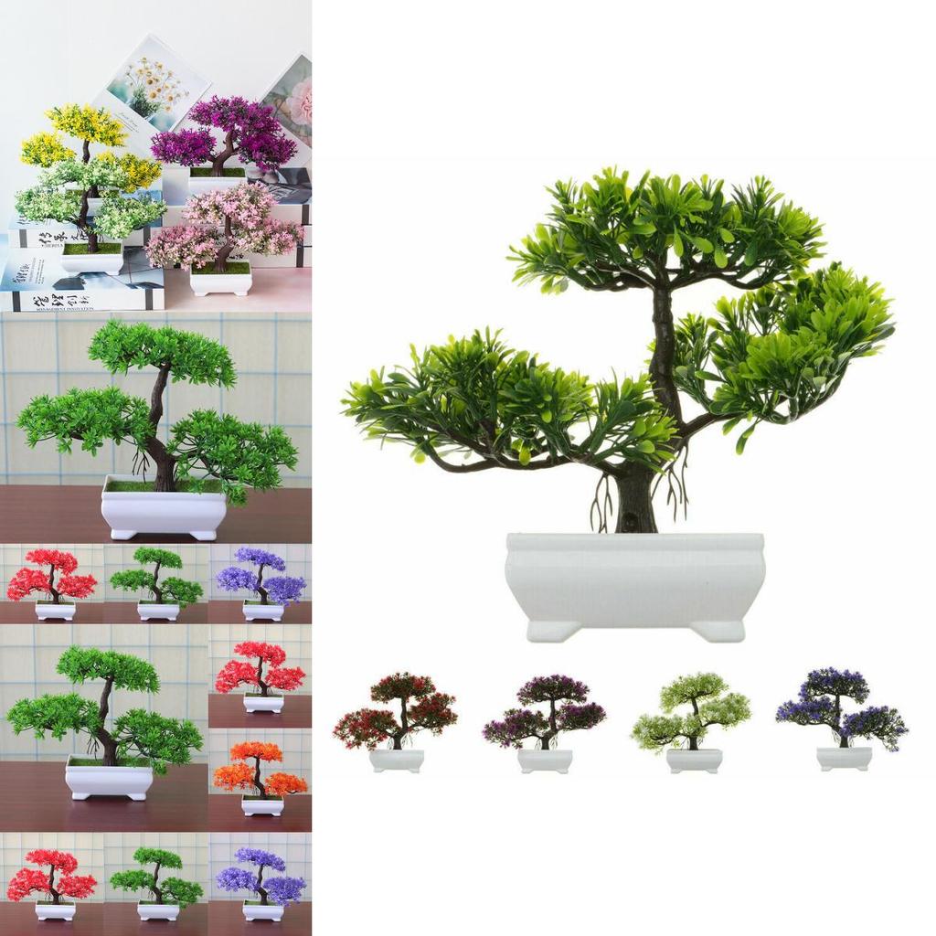 Lifelike Bonsai Simulation Artificial Plants In Chic Pots For Home And Office Decor