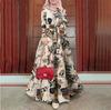 Muslim Street Fashion Long Sleeve O-Neck Printed Dress
