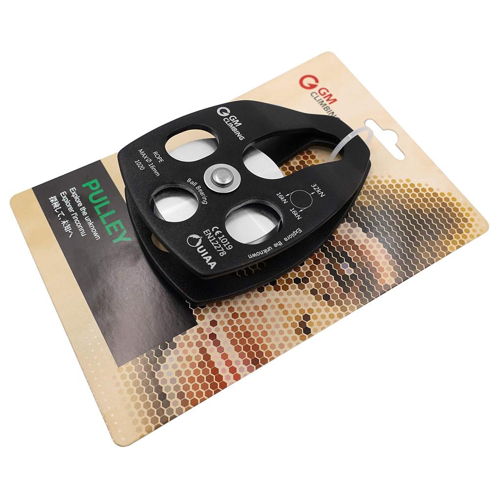 GM CLIMBING CE UIAA Certified 32kN Ball Bearing Large Climbing Pulley Rescue Arborist Special Logging High Place Work Pulley System Training Single