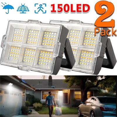Solar-Arbeitsleuchte, 150-LED tragbare Flutlichter mit Ständer - 4 Modi wasserdichte wiederaufladbare Außenlampe für Baustelle, Camping