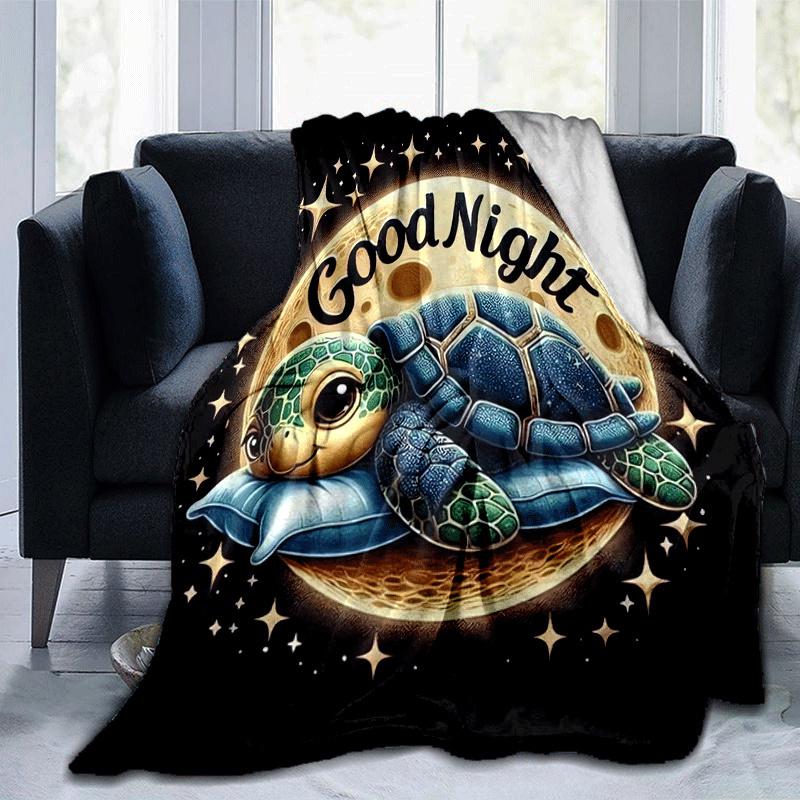 

1pc Turtle Printing Lightweight Flannel Blanket, Comfortable and Warm Blanket, for Camping Sofa Bed and Couch Office, Gift 100x150cm