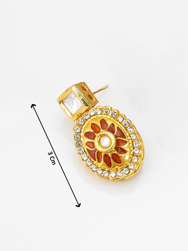 Gold-Plated Pink Stone-Studded & Beaded Handcrafted Jewellery Set