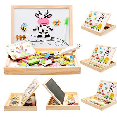 Kinder Holz Multifunktions Tier Puzzle Magnetische Schreib-Zeichen-Tafel Kreidetafel Lernspielzeug für Kinder TMZ