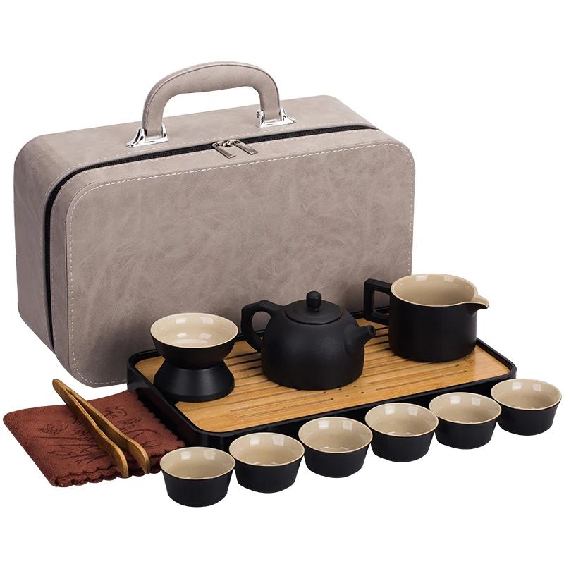 Keramiskt Kung Fu Te-set Japanskt Bärbart Rese-te-set Hemmakontor En Tekanna Sex Koppar Te-set Te-ceremoni Pu'er Grönt Te Tekanna