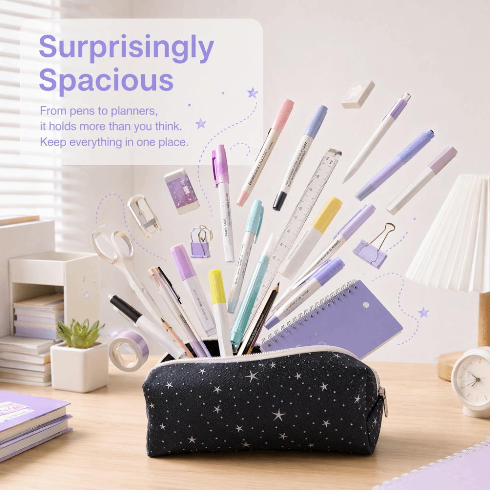 1pc Large Capacity Pen Bag Star Polka Dot Stationery Bag Cute Stationery Organizer  Students