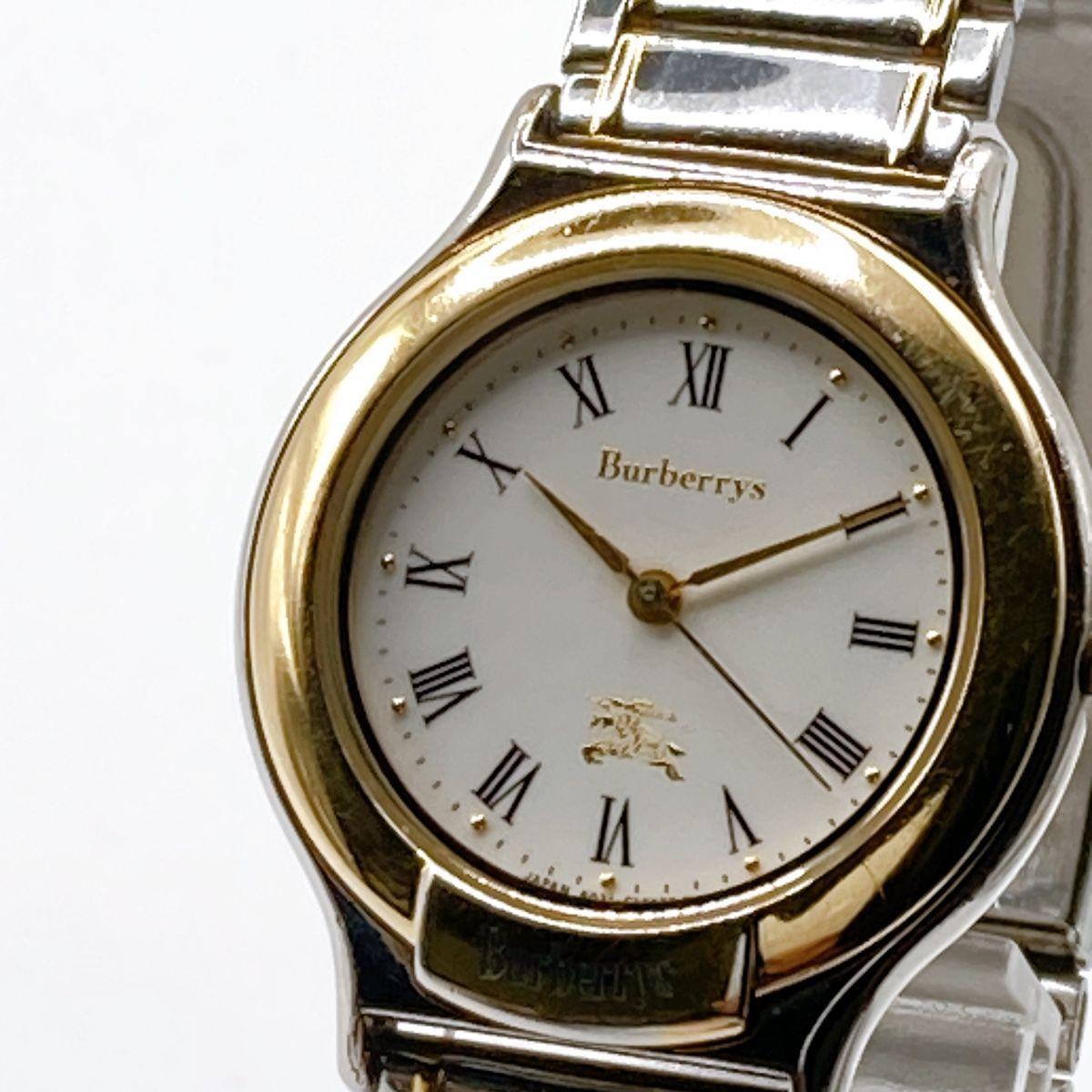 Used 386 Burberrys Burberry Ladies Watch Quartz Battery Replaced Combi Roman
