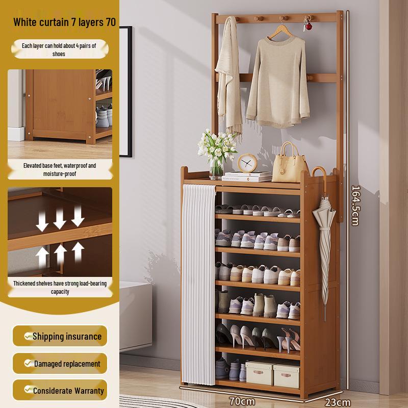 Multi-layer Dustproof Bamboo Shoe Rack for Entryway