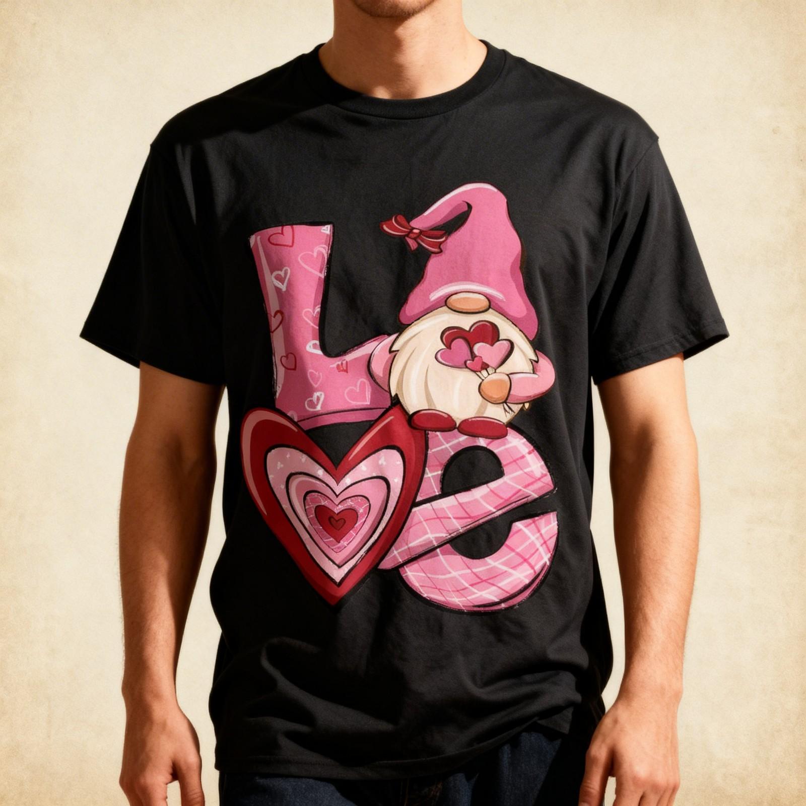 Gnome Valentines Day Love Valentine Gnomes Hearts T-Shirt S