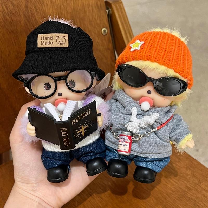 , New Genuine Mengqiqi Plush Keychain, Cute Woolen Hat, Dress Up Bag Pendant, Birthday Gift, Plush Pendant for Friends