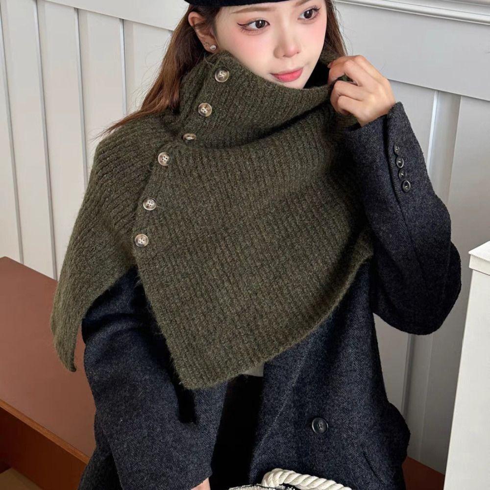 Thicken High Neck Scarf Warm Scarves Knitwear Classic Women Winter Shawl  Women