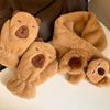 Capybara Cartoon Plush Scarf and Gloves 2in1 Set for Adult Student Fashionable Warmth Hand Warmer Mittens Neck Gaiter