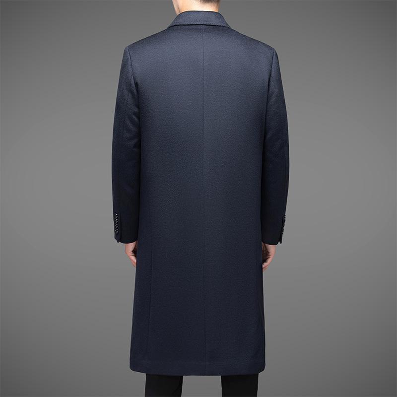 Мужское шерстяное пальто длиной до колена с двухсторонним шерстяным кроличьим мехом — фото 3