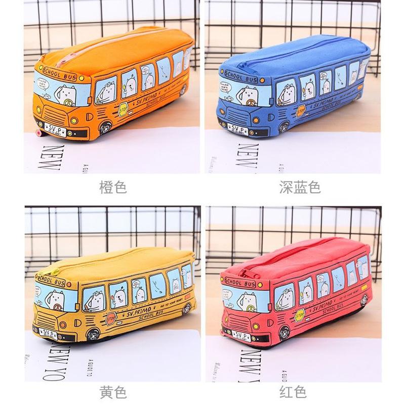 Creative Cartoon Bus Pencil Case Bus Shape Pencil Case Student Cute Pencil Case Canvas