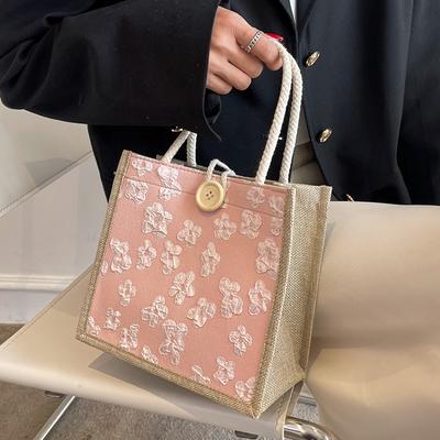 New Linen Handbag Bag for Hand Canvas Bag Japanese Girl Ins Gift Bag