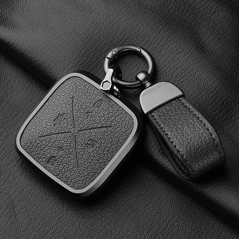 Metal And Leather 4 Button Car Key Case Cover For Zeekr X 001 009   Car Key Case Protect Fob