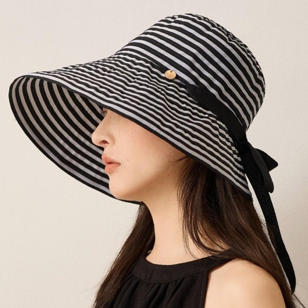 Wide Brim Fisherman Hat Striped UV Protection Hat Fashion Wide-Brimmed Hat  Outdoor Sports