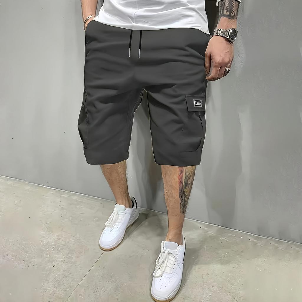 Men's Cargo Shorts Multi Pocket Relaxed Fit Drawstring Waist Casual Knee Length Shorts for Daily Wear