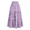 Women's Ruffled Spring Casual Long Skirt Plain Color Skirt Retro Pleated Skirt
