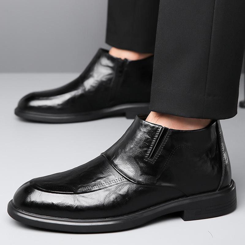 Fashion Men's Shoes 2024 Autumn and Winter Business Formal Cotton Leather Shoes Men's British Velvet Thickened Warm Cotton Shoes 38-44