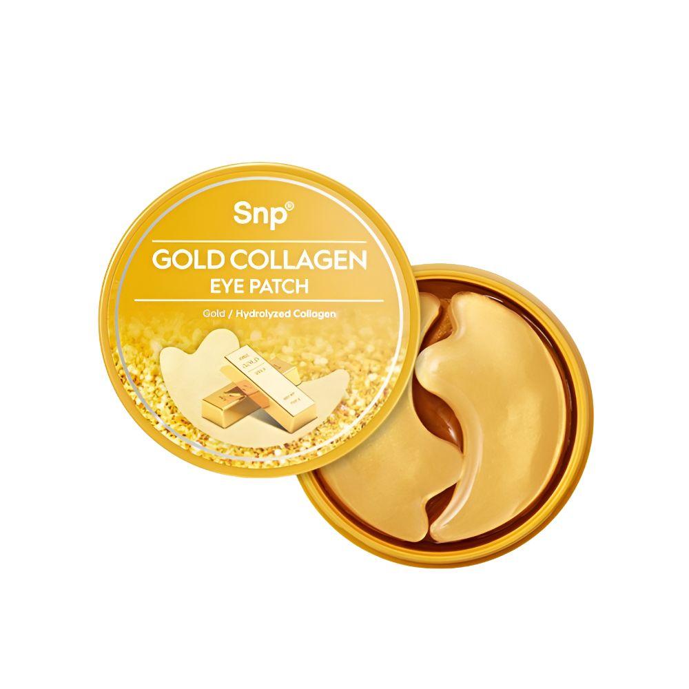 Патчи для глаз SNP Gold Collagen 60 шт. 75 г Гидрогелевая маска с 24-каратным золотом для ухода за морщинами под глазами и интенсивной упругости