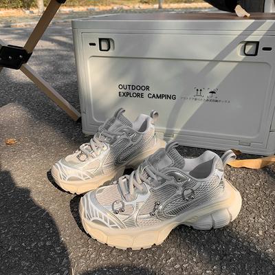 Leder Dad Schuhe Damen 2025 Frühling neu dicksohlige vielseitige atmungsaktive Politur Outdoor Casual Sportschuhe Laufschuhe Tide