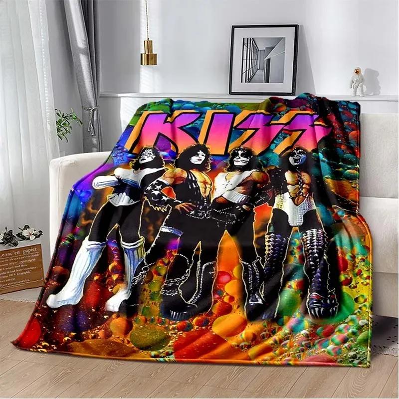 KISS Band Pattern Throw Blanket Light Weight Blanket for Living Room Bedroom Kidsroom Warm Blanket Christmas Gift