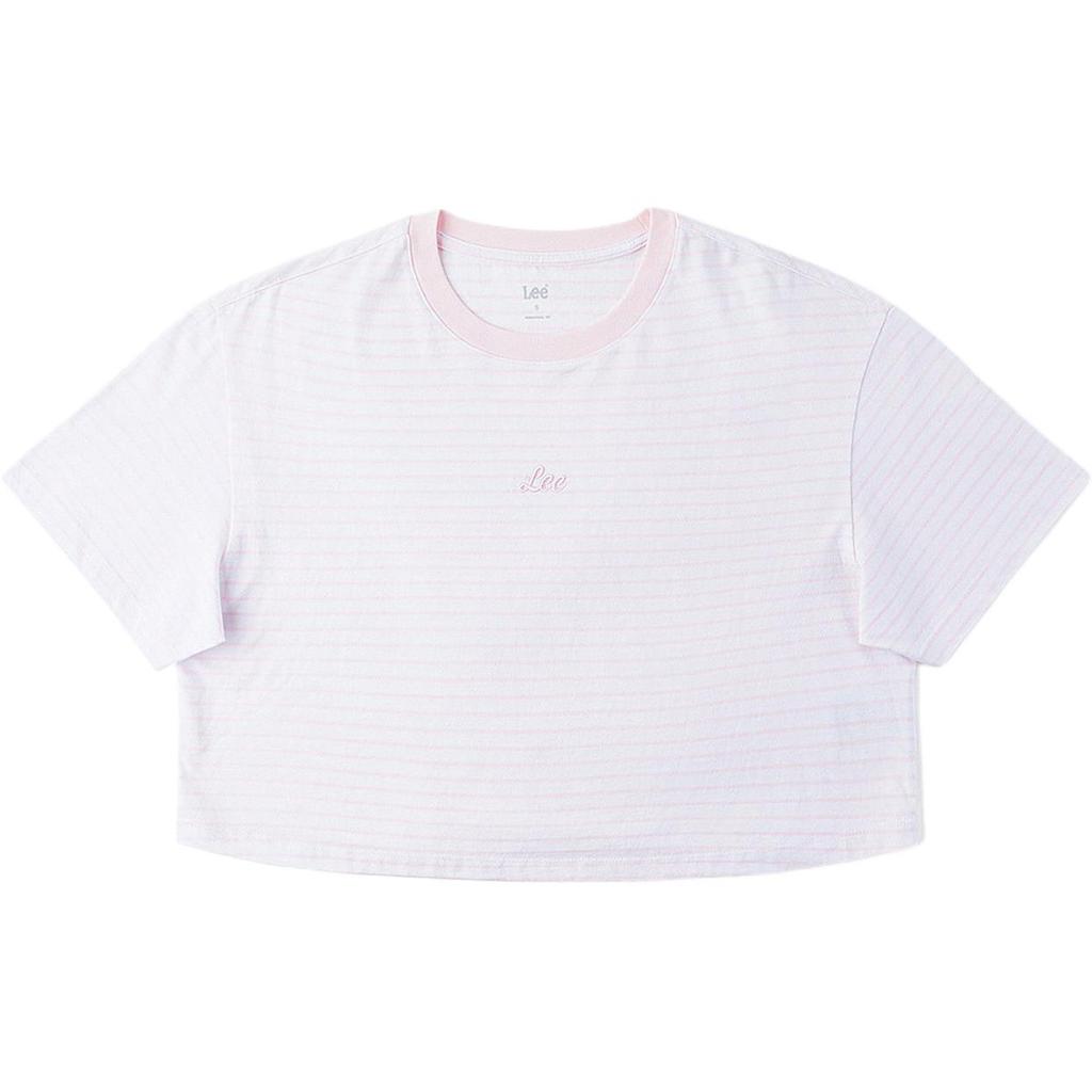 Comfortable Loose Short Sleeve Round Neck Striped T-Shirt With Small Embroidered Logo Women tops LWT009280207759A07957