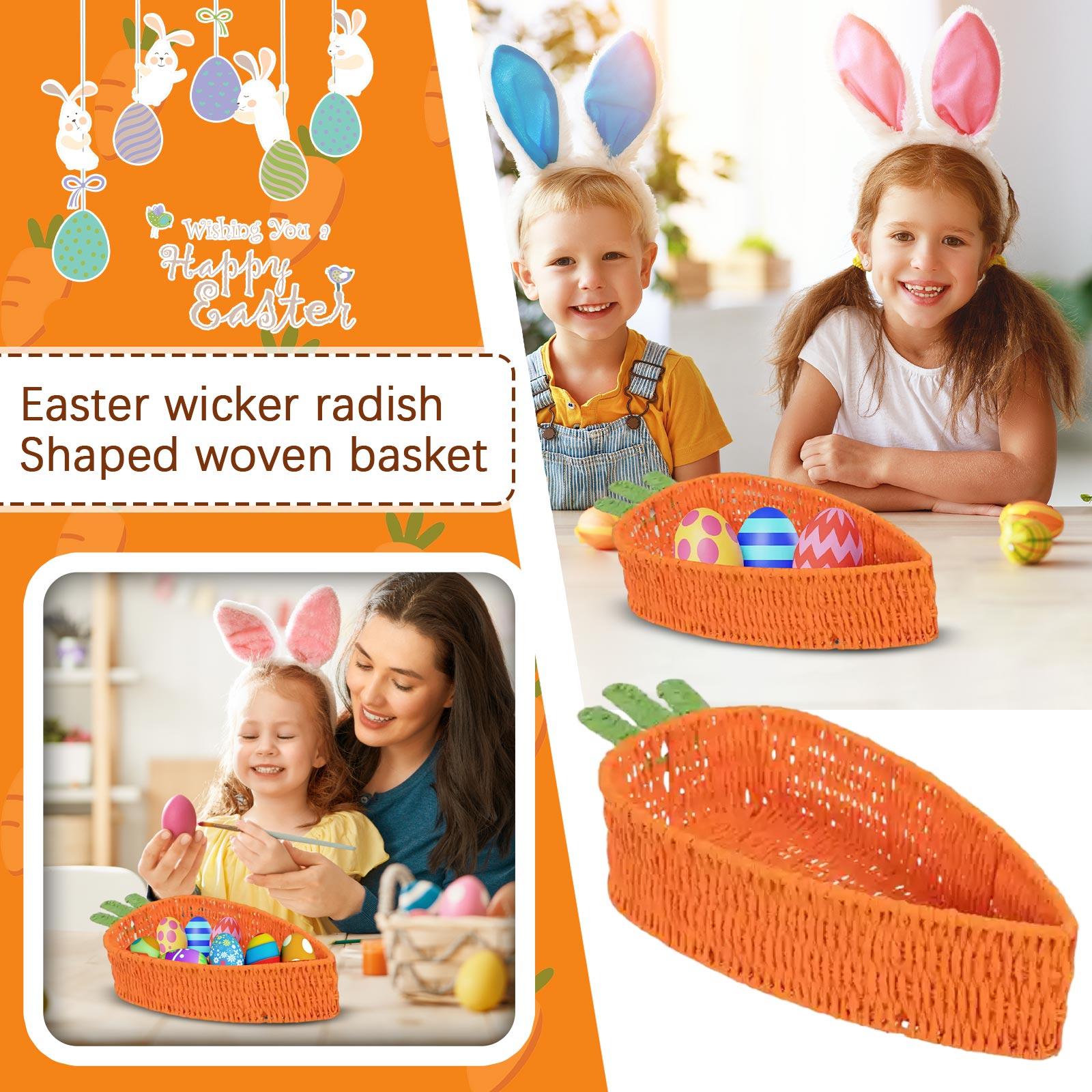 

Easter Woven Radish-shaped Basket For Storage And Decoration One Size