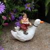 4-piece set of resin crafts for duck riding dwarves, garden flower pots and bonsai statues in the courtyard, decorative statues