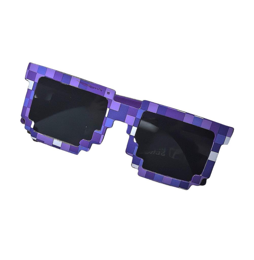 Pixelated Square Mosaic Anime-Style Sunglasses - Trendy Rectangular Frames