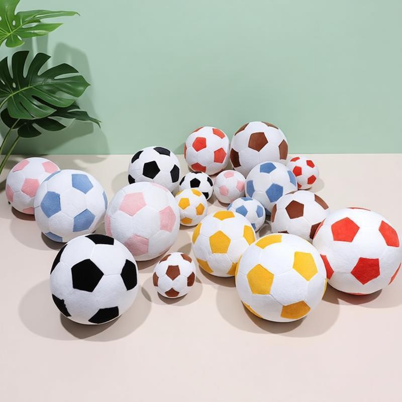 Fuzzy Soccer Ball Plush Toy Realistic Soccer Ball Stuffed Pillow Colorful Soft Soccer Ball Sports Stuffed Toy Birthday Gifts