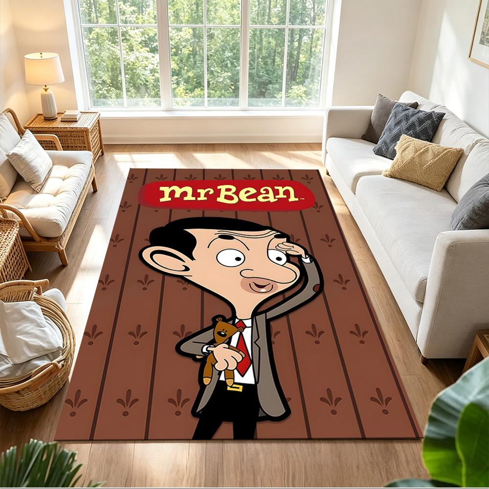 Mr.Bean Expressive Facial Features Cleanable Rug Soft Plush Water-resistant & Washable Corridor & Entryway Bohemian Boho Style Housewarming Gift Idea