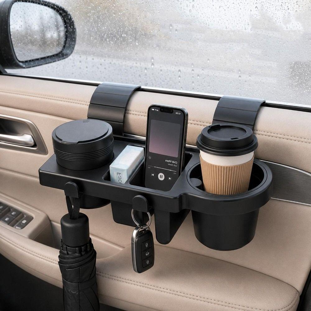 ABS Car Door Organizer Flexible Cup Grips Car Phone Storage Rack Car Cup Holder Divided Storage