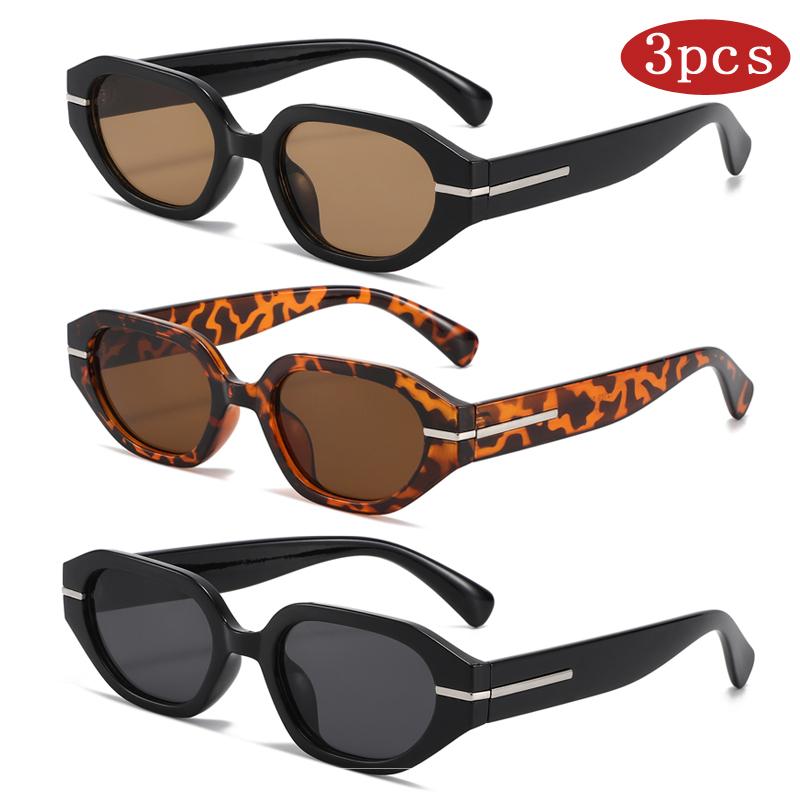 1 3pcs Square Thick Frame Sunglasses Women Men Retro Colorful UV400 Outdoor Sport Driving Wide Leg Glasses