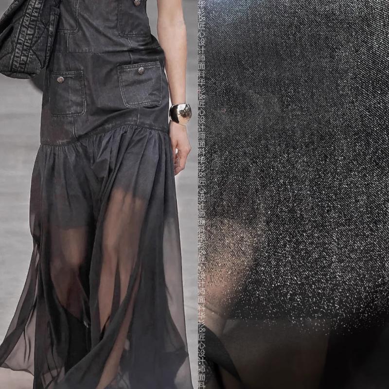 

50x145cm Cooling Fabric Mitation Gradual Change Texture Denim Mesh Gauze Creative Shirt Jacket Couture Clothing Design 50x145cm