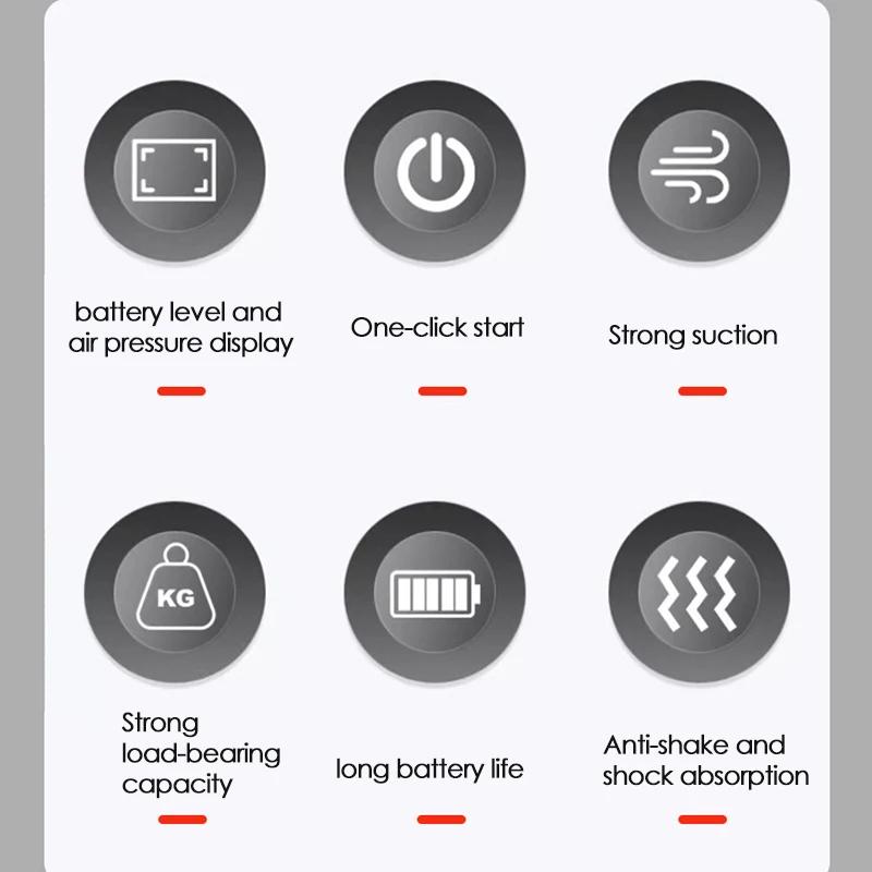 90KG Bearing Capacity Intelligent Display Electric Vacuum Suction Cup for Glass Granite Tile Lifting Tools Vacuum Air Pump